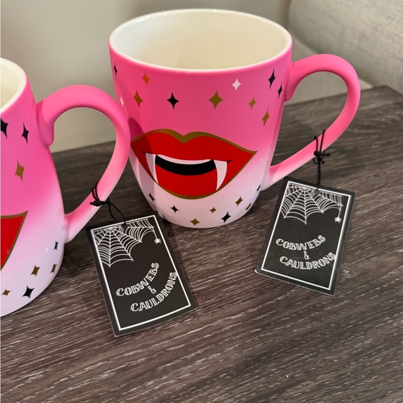 Cobwebs & Cauldron Halloween Vampire FANGS Halloween “Soft touch “ Mugs - Picture 4 of 7